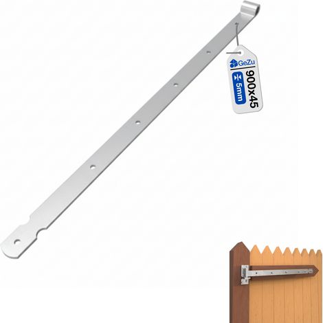 Penture bout carré galvanoplastie 900 mm – charnière de portail lourde gond Ø14 mm sur platine acier électro-plaqué – Penture bout droit – GeZu Impex