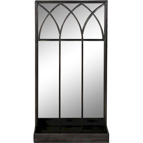 Miroir élégant vertical en métal noir - Noir métal sophistiqué
