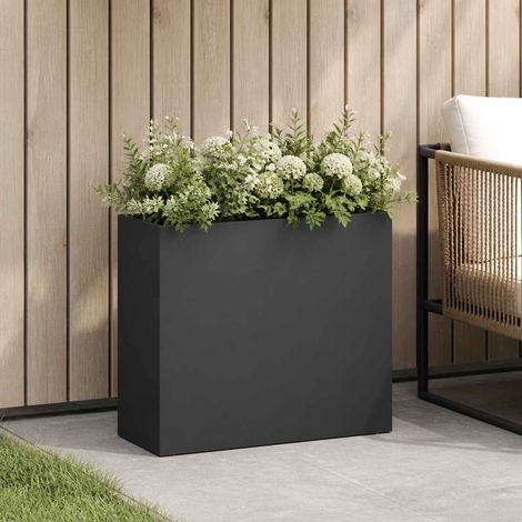 vidaXL Macetero de Jardín Negro 50 x 20 x 40 cm Acero laminado en frío (1/5)