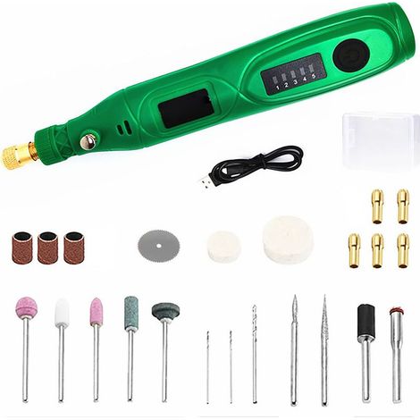 Mini outil rotatif sans fil à 5 vitesses, moteur en cuivre rechargeable, boîtier en plastique, ensemble d\'outils de ponçage pour le meulage (1/5)
