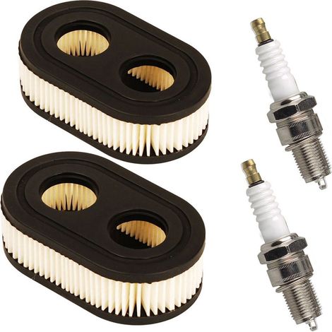 Lot de 2 filtres à air avec Bougie d'allumage compatibles avec Les tondeuses à Gazon Briggs & Stratton 798452 Compatible avec Oregon 30-168 Rotary (1/4)