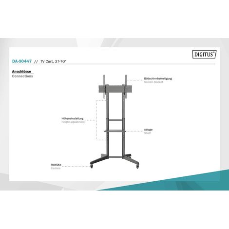 Digitus Supporto da pavimento DA-90447 Carrelli e supporti 37-70" Peso massimo (capacità) 50 kg Nero