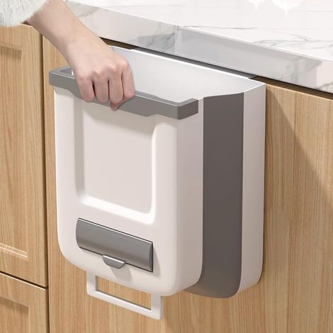 Poubelle de cuisine pliable, 10L Poubelle suspendue pliable, poubelle suspendue de salle de bain, poubelle de cuisine pour voiture, portes d'armoire, camping, bureau et chambre à coucher (1/5)