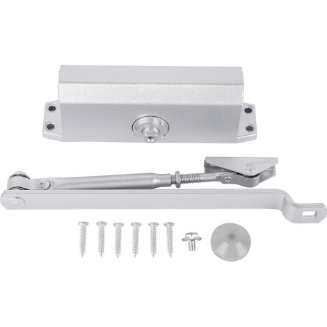 Ferme-porte hydraulique automatique Modèle Moyen Alliage d'aluminium Argenté Pour portes 45-60kg Largeur 60-120cm (1/5)