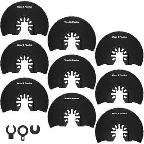 Lot de 9 lames scie oscillantes en acier au carbone - 3-1/2" Multi-usages Demi-cercle Multifonctions Lames d'outils robustes pour couper le bois et plastique (1/5)