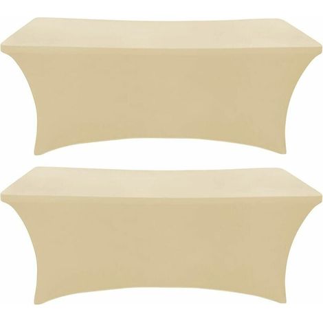 Housse pour mobilier de jardin -2 Pack, 183CM Spandex Table Cover Nappe Rectangulaire Ajustée Tissu Extensible Lycra Nappe Infroissable pour Party Dj Salons Banquet Mariages Cocktail - (1/5)