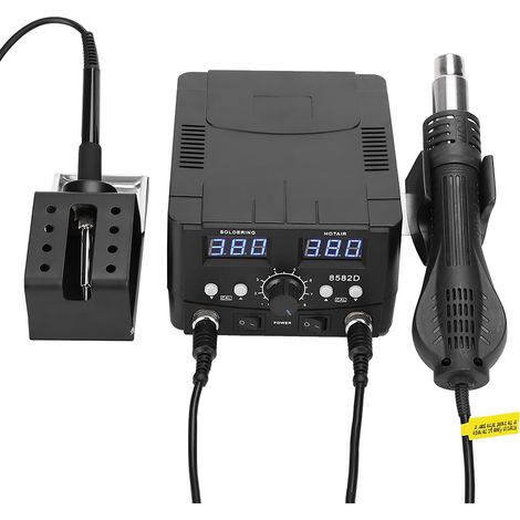 Station de réparation pour fer à souder 2 en 1 avec écran numérique LED pour pistolet à air chaud 8582D, prise UE 750 W (1/5)