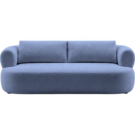 ELLY - Canapé droit tissu chenille 3 places Bleu (1/5)