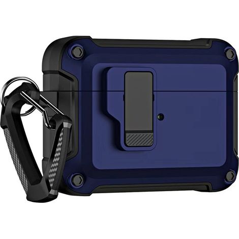 AirPods 4 Hartschalenetui mit Karabinerhaken – blau