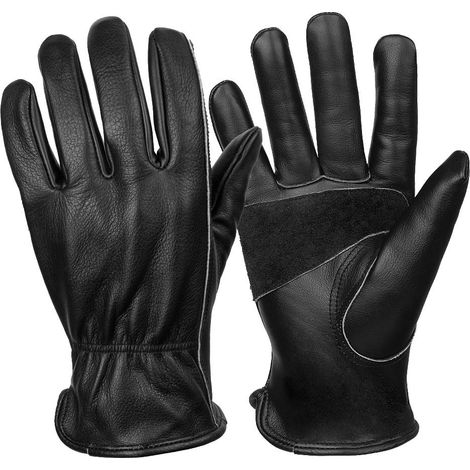 Gants en cuir, gants de travail pour le travail et le jardinage, pour hommes et femmes (M, NOIR) (1/5)