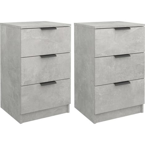 Juego de 2 mesitas de noche con cajones 40 x 36 x 65 cm madera contrachapada gris DEC035387