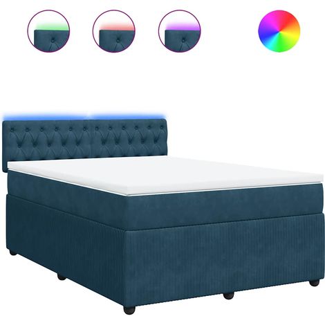 Maison Exclusive - Giroletto a Molle con Materasso Blu 160x200 cm in Velluto