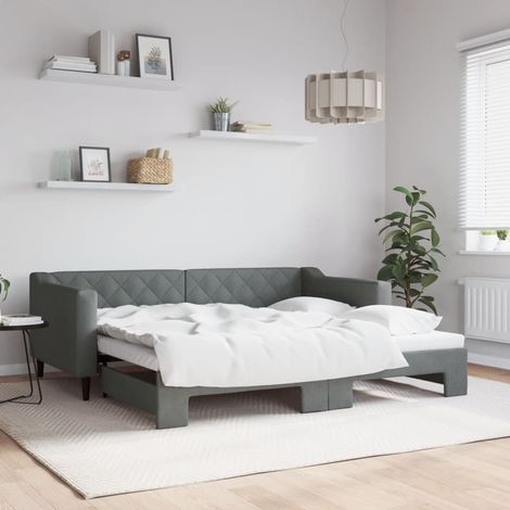 Daybed with Trundle without Mattress Dark Grey 90x190 cm Single vidaXL (1/5)