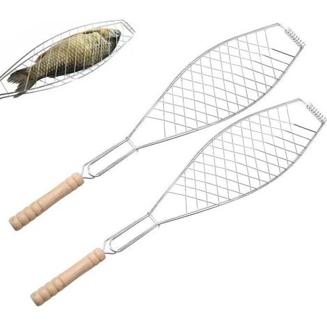 Lot de 2 grilles à poisson, support pour grille à poisson, pinces à poisson pour griller, accessoires 1054,5 cm Étiquette