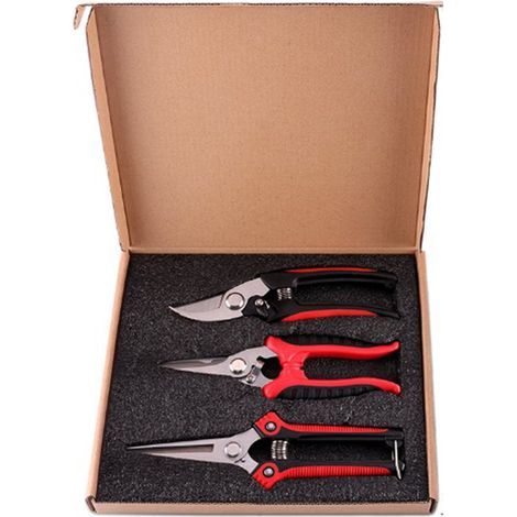 Professionelle Gartenschere, 3-teilig, Handschere mit Klingen aus Edelstahl zum Schneiden (1/5)
