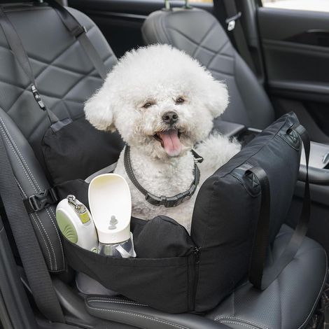 Siege Auto Chien, Détachable Airbag Noir Panier Voiture Chien avec Coussins, Siège Avant Arrière Protection Siège Auto pour Moyenne et Petits Chiens jusqu'à 15kg (1/5)