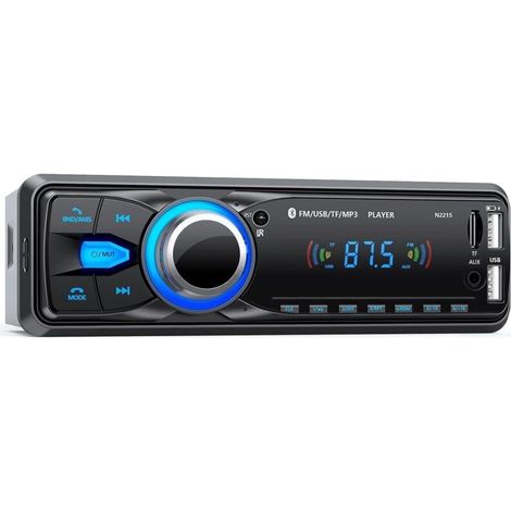 Autoradio Bluetooth Main Libre 5.0, FM Poste Radio Voiture Bluetooth, Autoradio 1 Din pour 9-12V Voiture Supporte 2 USB/AUX/SD/TF/MP3, Supporte iOS/Android (1/4)