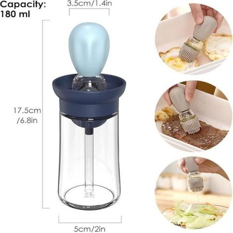 Distributeur Dhuile - Bouteille Verre 180 Ml Avec Pinceau Badigeonner - Cuisine Patisserie Friture - Lot De 2 (1/5)