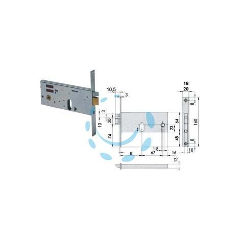 ELETTROSERRATURA DA INFILARE PER FASCE MM.64 H 14510 14511 - mm.80 (14511800) frontale mm.20