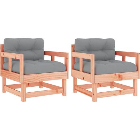 Lot de 2 Chaises de jardin,Chaise d'extérieur avec coussins bois massif douglas CFW9848611 (1/5)