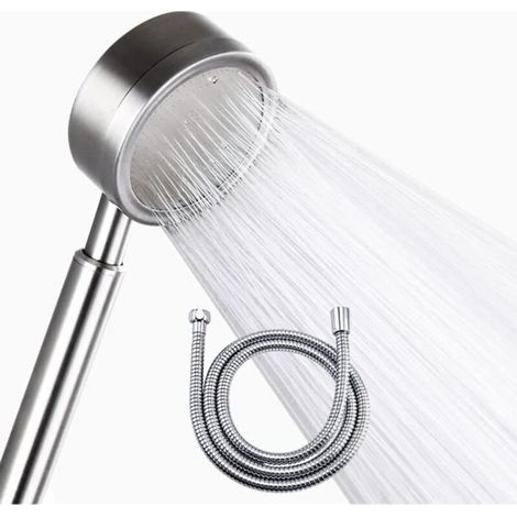 Douchette - Inox - Pommeau Douche Pression - Économie d\'eau - Flexible 1.5m - 22.2x7.8cm (1/4)