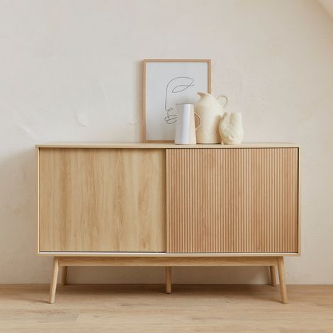Credenza scandinava a 2 ante effetto legno, 150cm