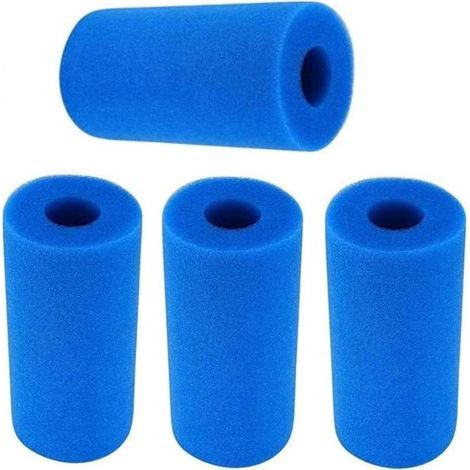 Set of 4 bath filters, washable and reusable foam filter cartridges for Intex spas, type A (blue) - AquaForge (1/5)