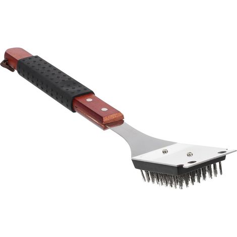 Edelstahl Grillbürste mit Holzgriff und Verbrühschutz