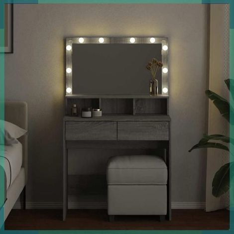 848190 Coiffeuse avec LED sonoma gris 80x41x134,5 cm (1/5)
