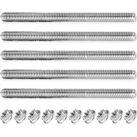 Lot de 5 Tige Filetée M6x400mm, Acier Inoxydable 304, Avec 10 Ecrou a Embase, Pour Construction