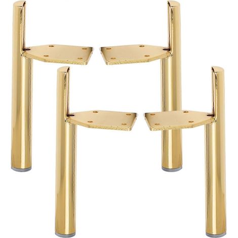 Verstellbare Schrankfüße, 13 cm (5 Zoll), Metall, 4er-Pack, Mid-Century Modern, seitlich montiert, konisch zulaufend, Ersatzfüße für Heimwerkerprojekte, S-6,8 Zoll (17 cm), Gun Black, Typ C