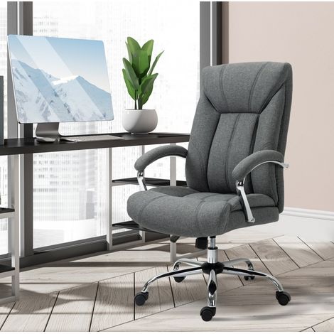 Sedia da ufficio ergonomica girevole con poggiatesta e braccioli imbottiti grigia OKWISH (1/5)