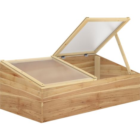 Outsunny Mini Serre de Jardin Serre pour semis dim. 100L x 50l x 36H cm Toit 2 pans ouvrables séparemment Panneaux de Polycarbonate Bois Sapin pré-huilé
