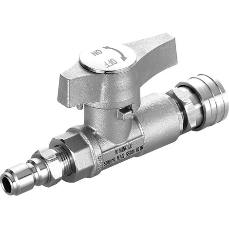 Vanne à Boisseau Sphérique pour Nettoyeur Haute Pression, Robinet à Boisseau Sphérique avec Raccord Rapide 3/8" pour Tuyau de Nettoyeur Haute Pression, 350 bar (5000 PSI) High Pressure Washer Hose Ba (1/5)
