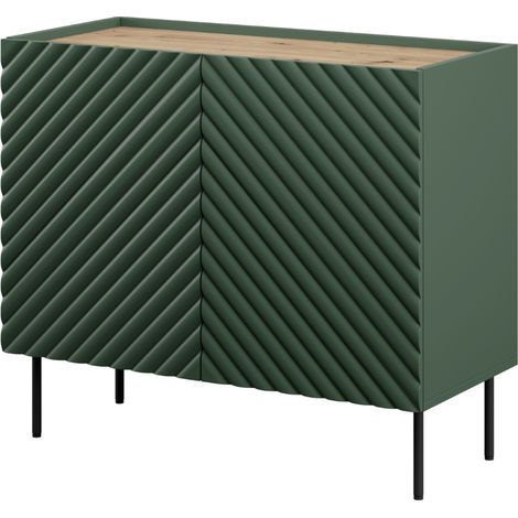 Buffet vert et bois - 2 portes avec relief - Emile (1/5)