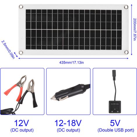 Kit Solaire 20 Watt 12 Volt Panneau Photovoltaïque Polycristallin Haute Performance avec Régulateur PWM 300W 60A pour Camping-Car / Van / Véhicule (1/5)