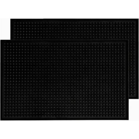 Lot de 2 tapis de service de bar noirs imperméables et isolants thermiques en PVC, pour comptoir, 45 x 30 x 1 cm (1/5)