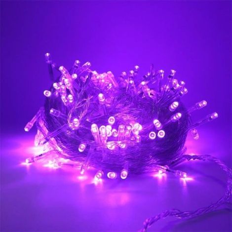 Guirlandes LED Lumières 10M 100 LEDs avec 8 Modes pour Mariage,Anniversaire,Sapin de Noël,Déco extérieur et intérieur violet