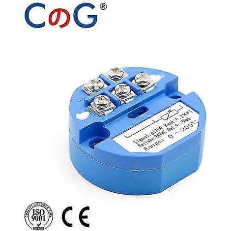 Convertisseur de résistance thermique Pt100 vers 4-20mA 0-600°C, entrée 4-20mA, transmetteur de température monté sur la tête 0-100°C. (1/5)