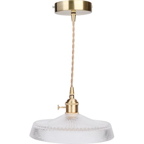 Suspension décorative vintage en verre et laiton, culot unique E27, 100-240 V (1/5)