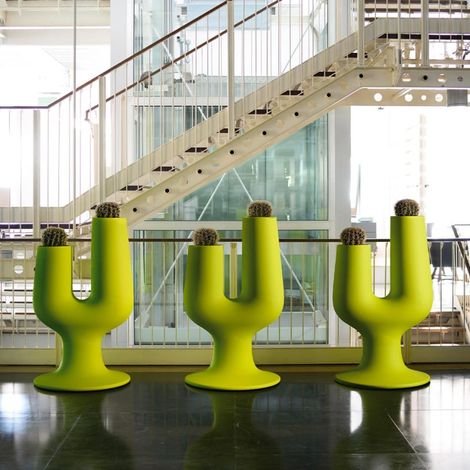 Cache-pot jardinière 2 cache-pots design moderne h126cm Cactus - Vert foncé