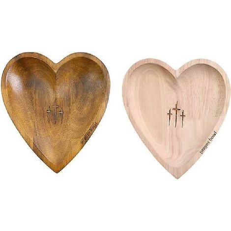 Bol à prières en bois en forme de cœur, bol à pâte en bois, bol de prière en forme de cœur, cadeau religieux de Noël chrétien pour femmes et hommes (1/5)
