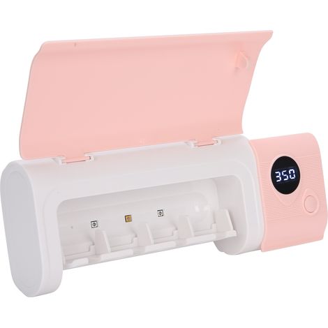 Support mural pour brosses à dents UVC, nettoyage par lumière UV, rangement pour brosses à dents (rose) (1/5)