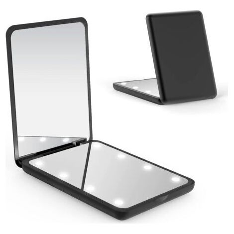 Miroir compact avec lumière grossissante, interrupteur magnétique double face 1X/3X, miroir de maquillage de voyage portable, miroir de poche pour sac à main, cadeau idéal pour les filles