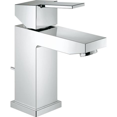 Robinet lavabo de salle de bains Sail cube, taille S, avec tirette de vidage, mitigeur monocommande avec mousseur économique d'eau, installation rapide, chromé, 23435000 (1/5)