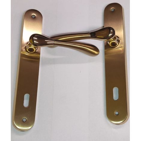 ORECA - MANIGLIA MONOBLOCCO SU PLACCA CON FORO PER CHIAVE - IN OTTONE 90MM