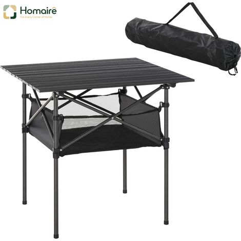 HOMAIRE Campingtisch Faltbarer Aluminium Klapptisch Leicht Tragbar Schwarz