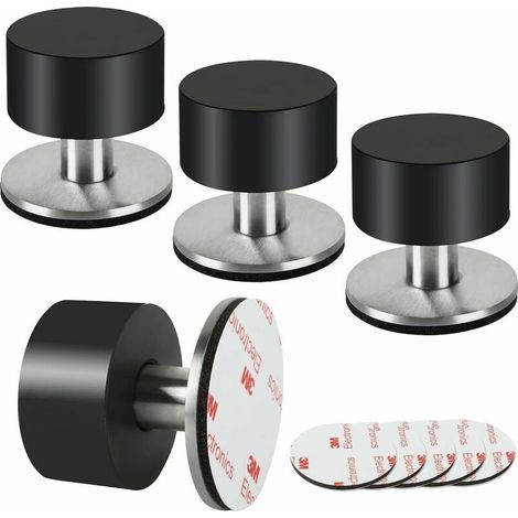 Lot de 4 butées de porte en caoutchouc, butées de porte auto-adhésives 3M pour plinthes, butées de porte fixées au mur pour atténuer le son à la maison, au bureau, sur la terrasse (1/5)