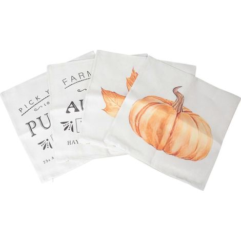 Housses de coussin décoratives d'automne 45 x 45 cm, lot de 4, pour l'extérieur. Coussins décoratifs style ferme. (1/5)
