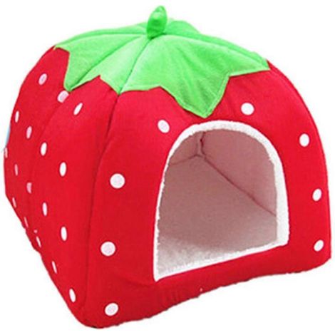 Niche pour chien, tapis de mode pour chien, panier doux à la fraise, maison pour chien et chat, tente pour animaux de compagnie, kit pour petit chien (1/5)